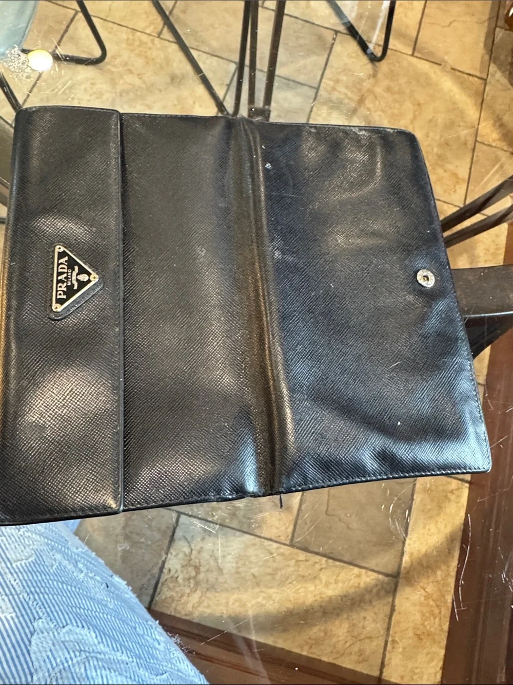 Prada Black Saffiano Leather Clutch Wallet
